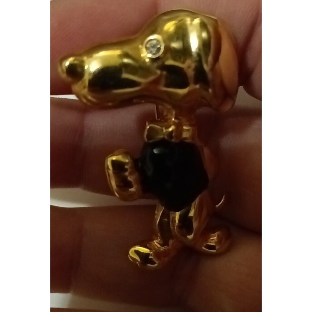 Gold And Black Dog Pin With Bling Eye D2